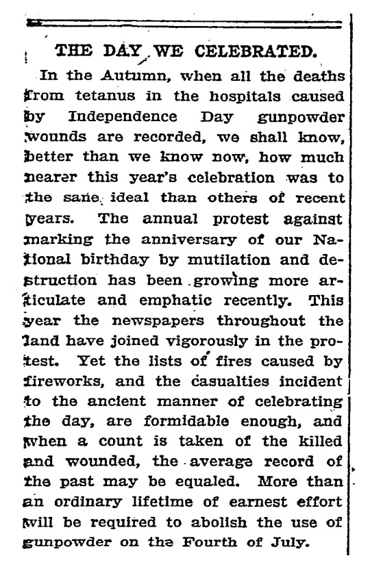 Editorial in the July 6, 1909 edition of the New York Times